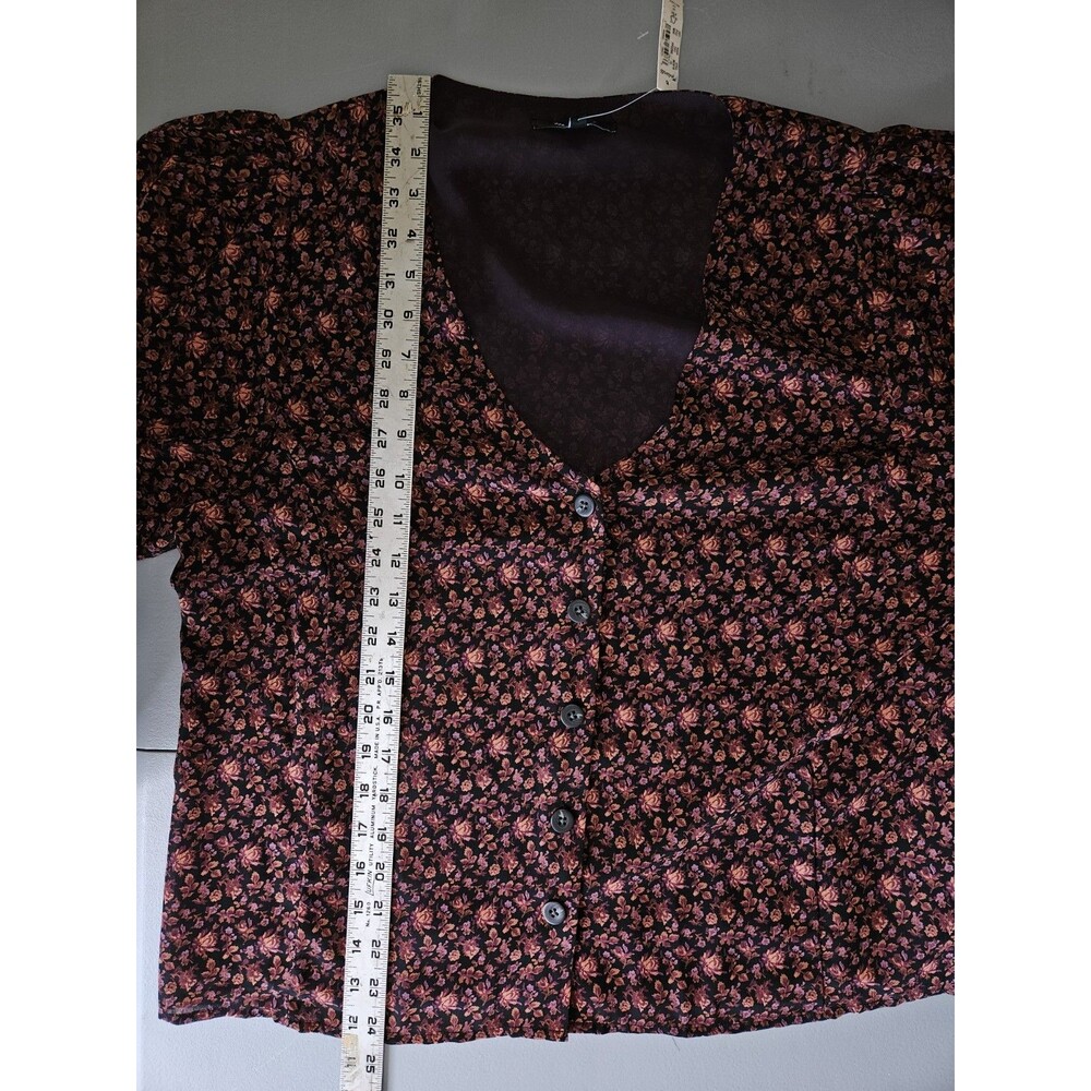 Madewell Georgette Smocked-Cuff Button-Front Top Womens Size 16 Multi Floral - Picture 6 of 11